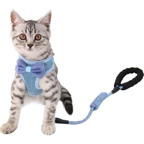 With Leash For Cats Pets Walking Traction pet supplies Comfortable and breathable Bowknot Harness Set Pet Adjustable Harness