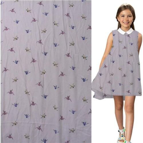 Pure silk Crepe DE chine silk fabric colorful papercranes print design,SCDC820