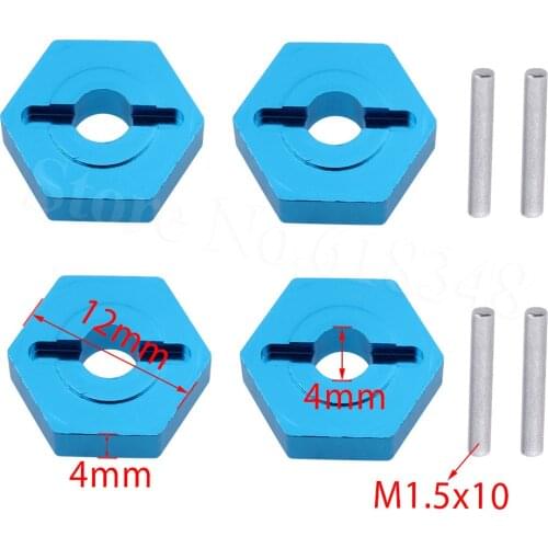 4pcs 7mm to 12mm Hex Aluminum Wheel Hub Convert Adapter 1/18 Turn 1/10 For Wltoys A949 A959 A969 A979 K929 RC Car Upgrade Parts