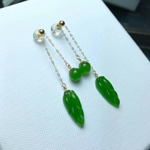 SHILOVEM 18k yellow gold Natural Jasper drop earring classic fine Jewelry women wedding new gift wholesale myme0716.501by