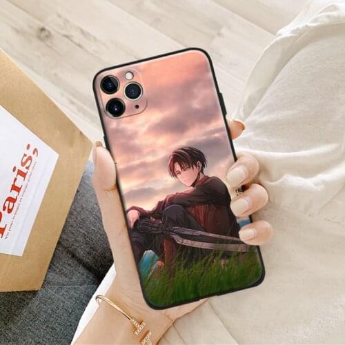 Attack on titan aesthetic Levi silicone for iPhone Se 6 6s 7 8 Plus X XR XS 11 12 Mini Pro Max glass TPU phone case cover shell