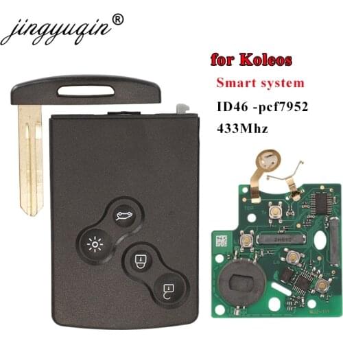 Jingyuqin Smart System Key Card for Renault Koleos 2009-2016 433MHz FSK ID46-PCF7952 Keyless Remote
