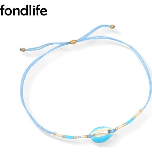 Miyuki Glass Seed Beads Hand-painted Shells Adjustable Bracelet Women Simple String Starfish Seashell Macrame Summer Jewelry Her