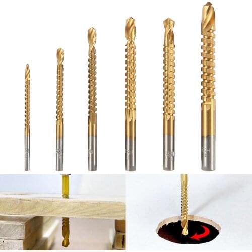 6Pcs HSS Drill Bit for Metal Wood Carbide Tip Metal Wood Drilling Hole tools Drill Titanium Coated Woodworking