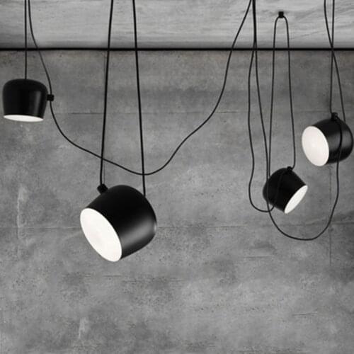 Black/White Drum Lamp with Acrylic Cover Diffuser Adjustable Cable Cord AIM Pendant Light Fixture for Dining Room Kitchen Deco