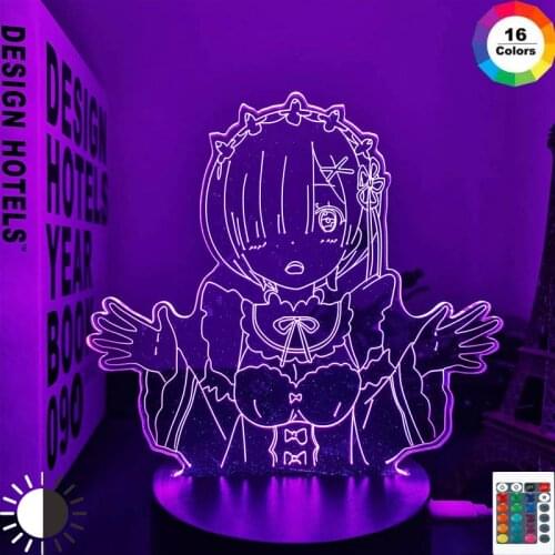 Anime Led Night Light Re Zero Starting Life In Another World Nightlight for Bedroom Decor Birthday Gift Re Zero Rem 3d Lamp