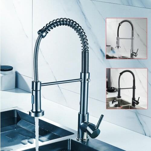Spring Faucet Kitchen Pull out Side Sprayer Dual Spout Single Handle Mixer Tap Sink Faucet 360 Rotation Kitchen Faucets