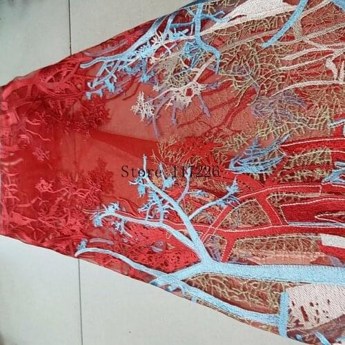 Top quality JRB-11401 fashion african tulle lace fabric with flowers new arrival good quality colorful design
