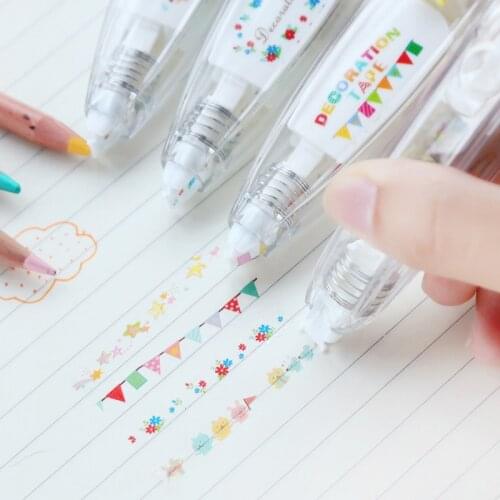 Yisuremia 1PC 6MM*4M Kawaii Cute Flowers Animal Press Type Decorative Correction Tape DIY Diary Scrapbooking School Stationery