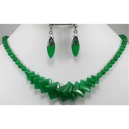 Women Square Shape Necklace Earrings Jewelry Earrings Set Green Red Purple Tiger Eye Fine Jewelry Party Anniversary Accessories