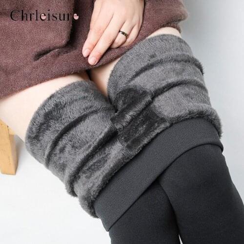 Womens Winter Plus Velvet Warm Leggings Solid Color Casual Slimming Thick Leggings Femme Outdoor Warm Leggings