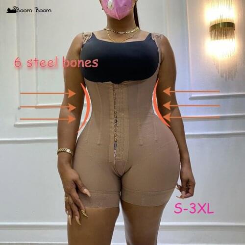 Womens Corset Full Bodyshaper Skims High Compression Garment Abdomen Control Double Waist Trainer Open Bust Fajas Colombianas