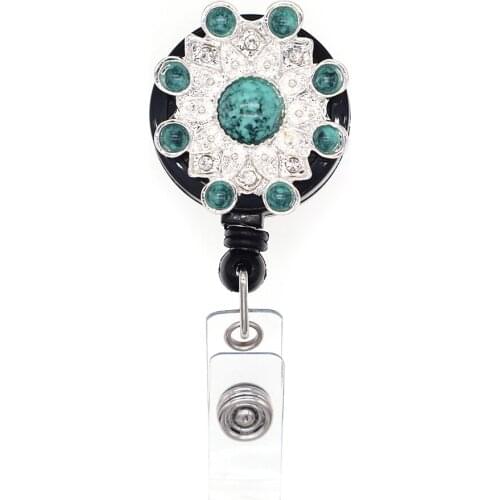 100PCS/Lot Gun Plated Flower Brooch Pendant Nurse Retractable ID Badge Reel/ ID Badge Holder