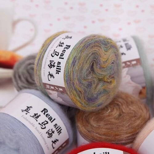 5 pieces silk Mohair section dyed fancy wool hand knitted DIY scarf sweater HAT wool ball 30g yarn