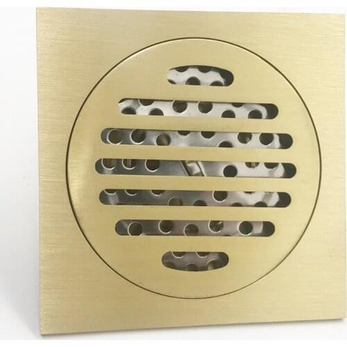 4 Inch Copper Brushed Gold Deodorant Square Floor Drain Bathroom Washing Machine Floor Drain