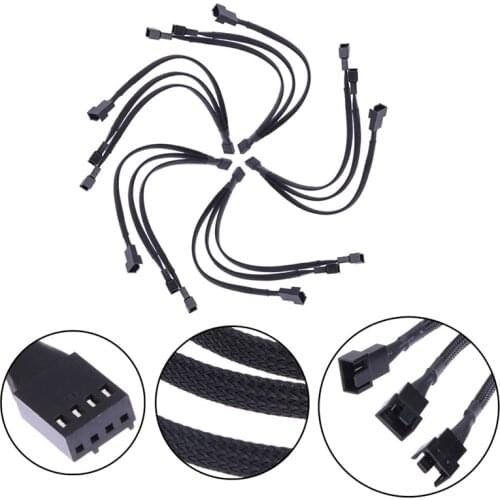 Sleeved 1 To 3 4-Pin Extension Cable 1 to 3 ways 4-pins CPU PWM Case Cooling Fan Splitter Hub Power Fan-out Adapter Cable 1pcs