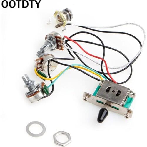 OOTDTY 5-Way Switch 250k Pots Knobs Wiring Harness Pickup for Strat Guitar