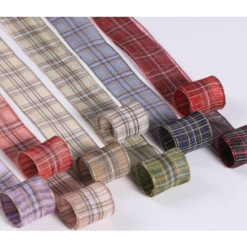 5 yards Checkered Chiffon Jumper Ribbon DIY Bowknot Material Dress Top Hat Hair Accessories Gift Box Packaging