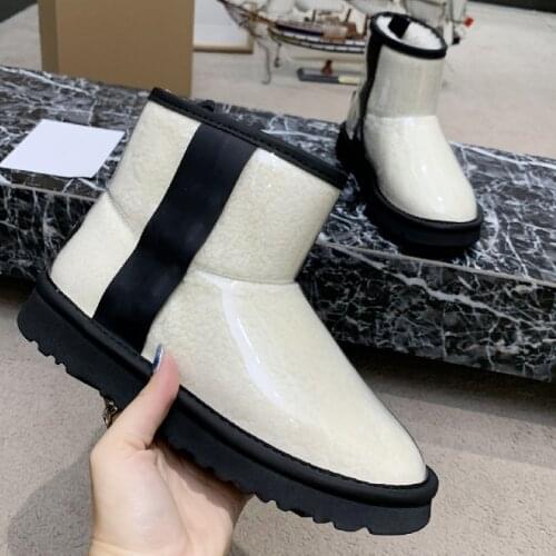 Top Brand Women Ankle Boots Winter Warm Rain Snow Boots For Shoes Furry Flats Bottines Femmes Runway Combat Botas Mujer Booties
