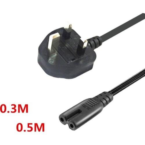 BS1363 UK HK 3pin male Plug to IEC 320 C7 female AC Short Power Cable Cord Adapter Charger Monitor IEC320