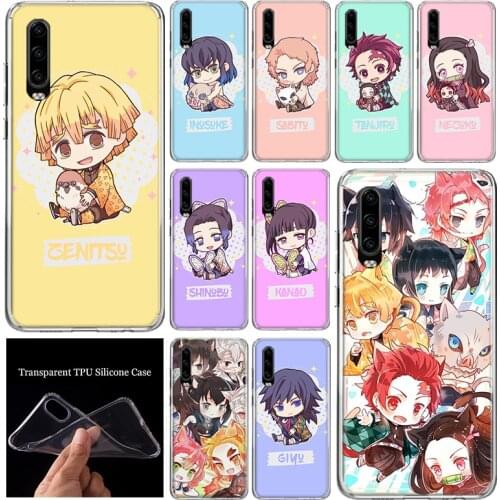 Demon Slayer Kimetsu No Yaiba Cute Phone Case Cover For Huawei P40 P30 P20 P10 Mate 30 20 10 Pro Lite P smart Z Plus Trend Patte
