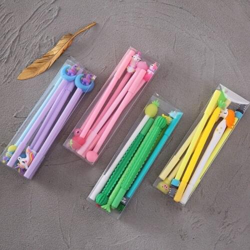 Sandro 6 boxed cartoon soft gel head gel pen student cute pen office stationery writing pen