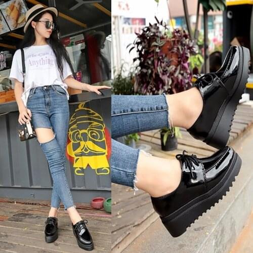 British style small leather shoes women increase 2021 new college style wild autumn thick bottom sponge cake shoes X767