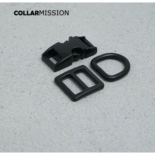 Metal buckle+Tri-Glid+D ring/set) retailing black 15mm for DIY dog collar set harness high quality DIY parts