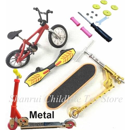 Metal Finger Scooter Two Wheels BMX Mini Bike Set Skateboarding for Boys Christmas Birthday Gift