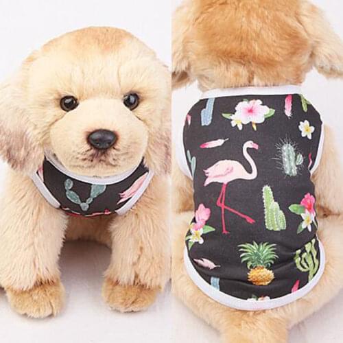 Cute Thin Summer Pet Dog Vests Universal Flower Fruit Printed Dog Clothes Breathable Sleeveless Puppy T-shirt Chihuahua Costumes