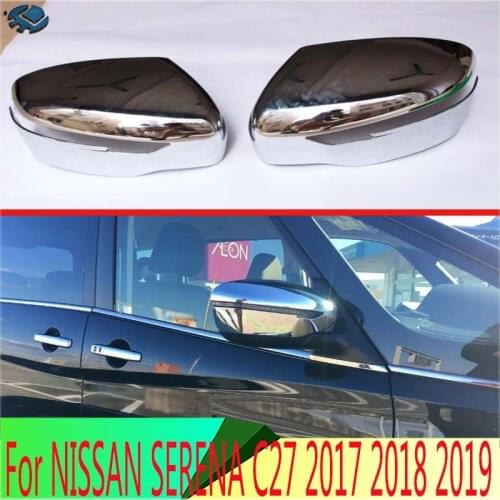 For NISSAN SERENA C27 2017 2018 2019 ABS Chrome Door Side Mirror Cover Trim Rear View Cap Overlay Molding Garnish
