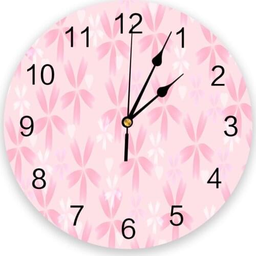 Cherry Blossom Pink Flower Print Wall Clock Wall Art Silent Non ticking Round Wall Watch for Home Decortaion Best Gift