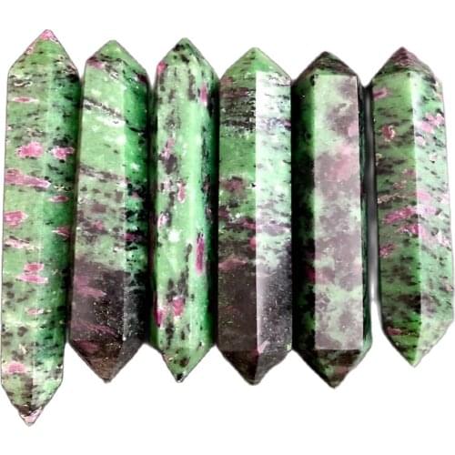 Natural rubys zoisite crystal gem specimens double wand point rieki healing for home decoration
