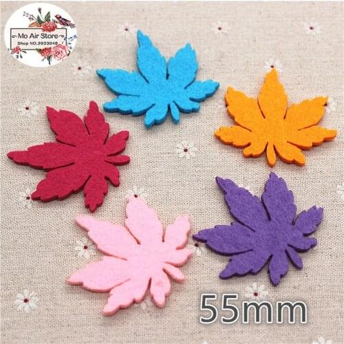 5.5CM Non-woven patches mix color Maple Leaf Felt Appliques for clothes Sewing Supplies diy craft ornament