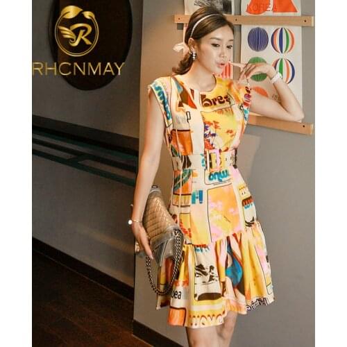 2021 Summer New Bohemia Print Dress Office Lady Evening Party Fashion Show Elegant OL Simple Series Mini Dress