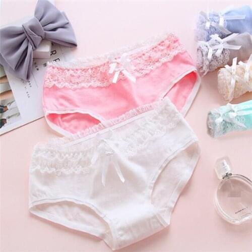 New Arrived 4Pcs/Lot Girl Panties Underwear Lace Briefs Cotton Lingerie Soft Comfortable Bowknot Cartoon Panty Wholesale 3127-4