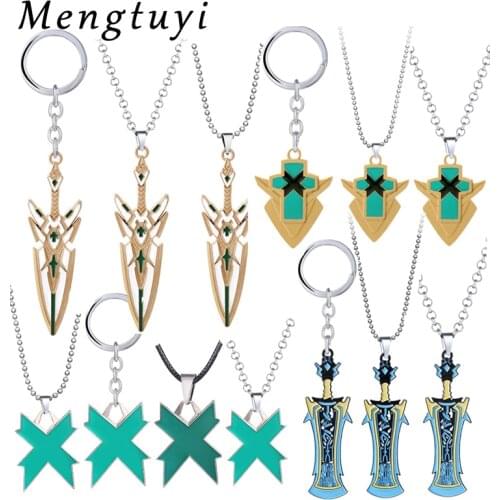 Mengtuyi New Arrival Game Xenoblade Chronicles Heroine Weapon Sword Pendant Chain Necklace Keychain Soul Core Gift For Men