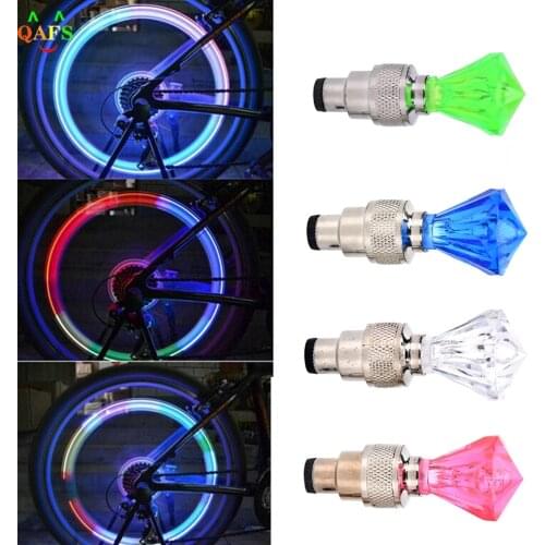 New 2x Diamond Shape Car Motor Bike Bicyle Tyre Valve Caps LED Light Bike Tyre Gas Mouse Lamps