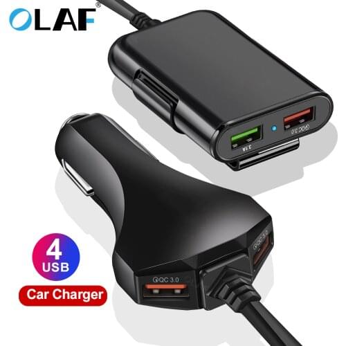 OLAF 4 USB QC 3.0 Car Charger Quick Charge 3.0 Phone Car Fast Front Back Charger Adapter Car Portable Charger Plug for iPhone
