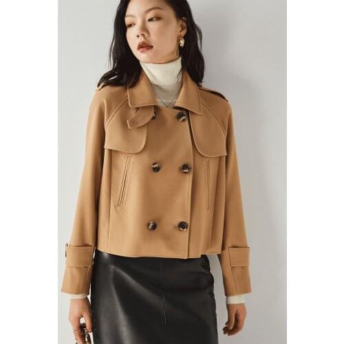 Casual Jacket Womens Simple Twill Wrinkle-resistant Black Jacket Women 2021 Autumn Winter Small Short Camel Jacket Temperament