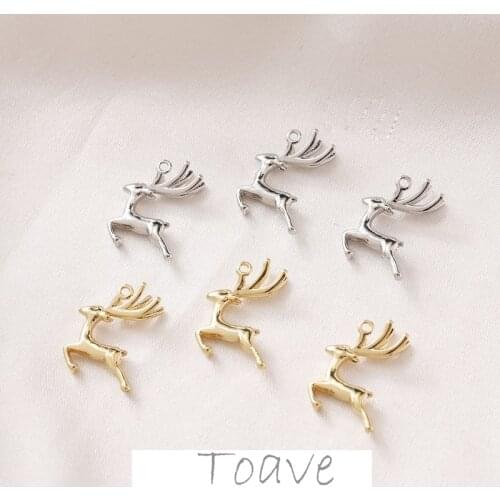 14K gold clad copper plated genuine gold smart small and exquisite jumping elk pendant DIY earrings necklace pendant accessories