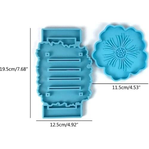 R58E Flower Coaster Mold Silicone DIY Tray Resin Mold for Cup Mats Faux Agate Slices Home Table Decorations