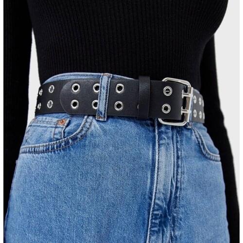 Womens belt Punk Style Adjustable Chain Vintage Waist belts Female Black Free Size Grommet Belts For Pants ремень мужской