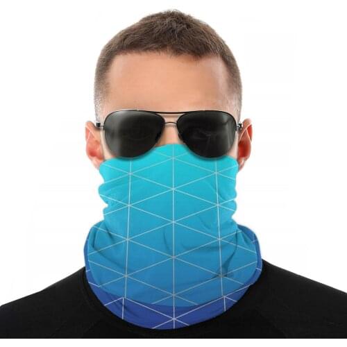 Blue Gradien Tlattice Scarf Half Face Mask Unisex Hallowe Neck Gaiter Seamless Bandanas Multi-functional Headband Cycling Hiking