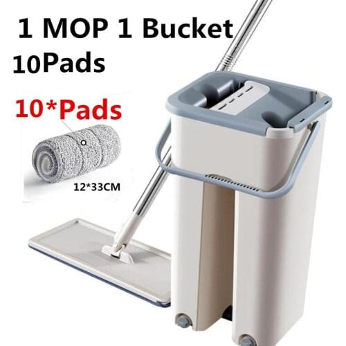 Magic Cleaning Mops Free Hand Spin Cleaning Microfiber Mop With Bucket Flat Squeeze Spray Mop Home Kitchen Floor Clean Tools