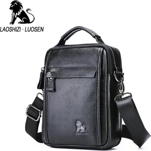 100% Genuine Leather mens Shoulder bag Vintage leather man Messenger Bags Casual Crossbody bag zipper handbag for male