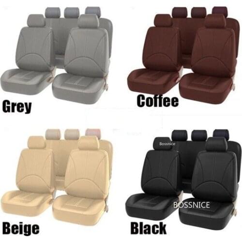 Universal Car Seat Cover Protector PU Leather Front & Rear Seat Back Cushion Pad Mat Backrest for Auto Interior Truck SUV Sedan