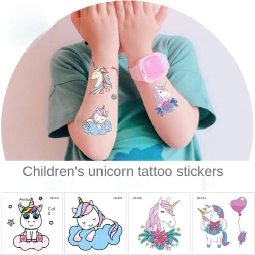 Waterproof Temporary Tattoo Stickers Cute Unicorn Tatoo Stickers Cartoon Children Face Arm Rainbow Tatto Tatuajes Temporales