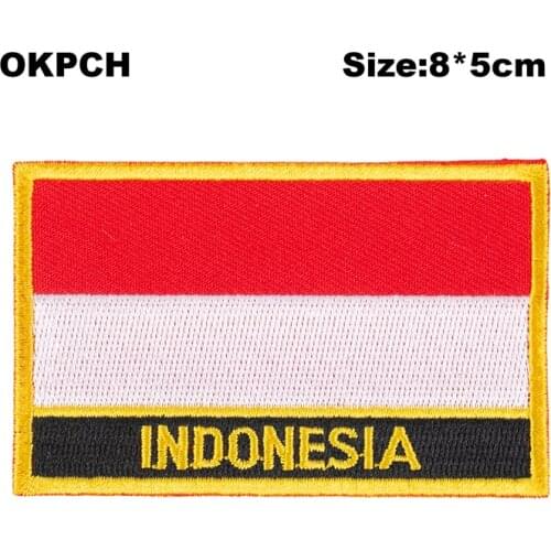 Indonesia Flag patcheswork fabric embroidery patch in Patches iorn patches for clothing flower PT0209-R