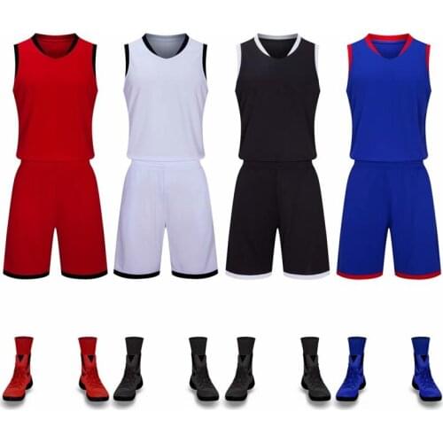 High quality men women boys basketball training jersey set blank college tracksuit breathable team basketball uniform customized